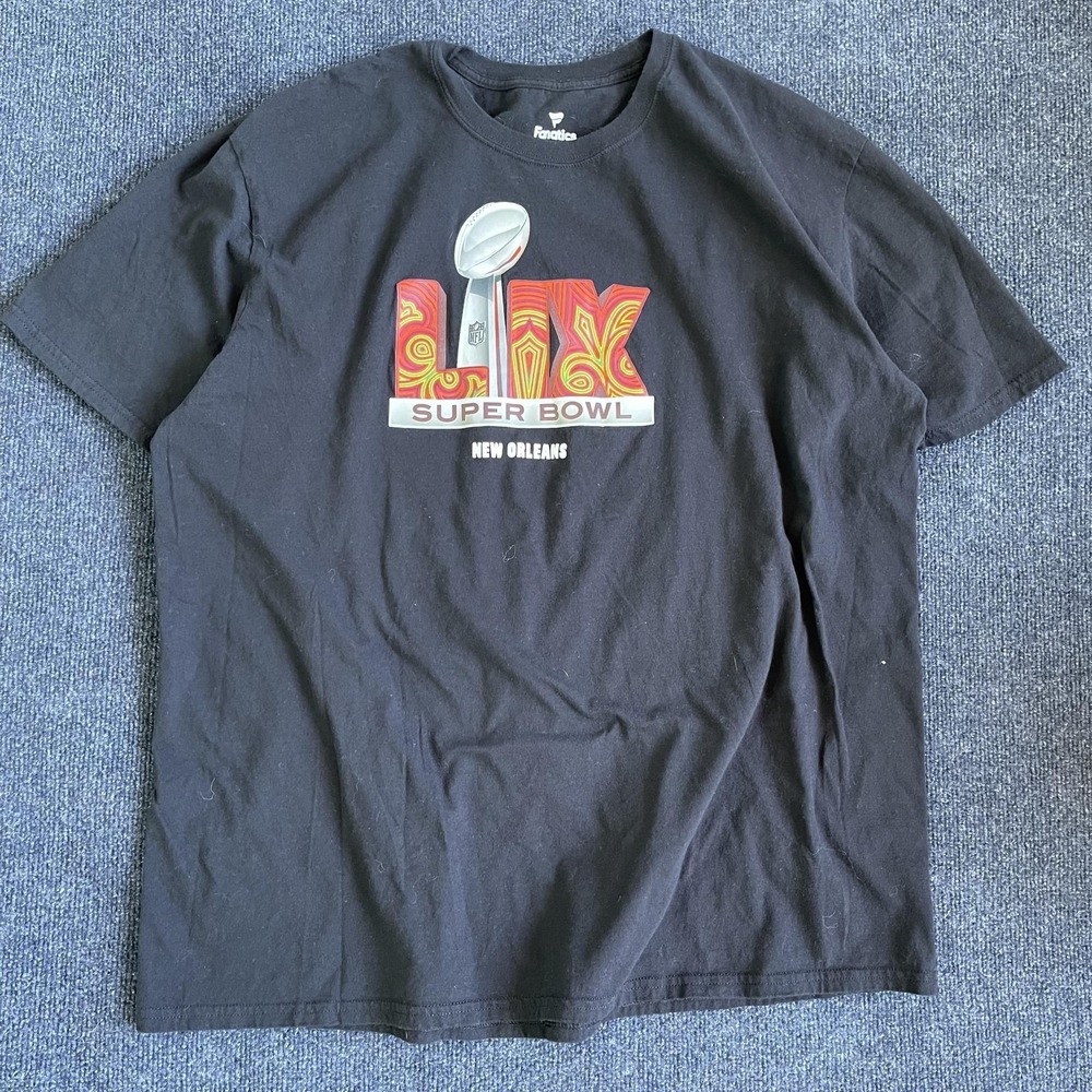 Super Bowl LIX Shirt Mens 2XL Black NFL Football Fanatics New Orleans Tee